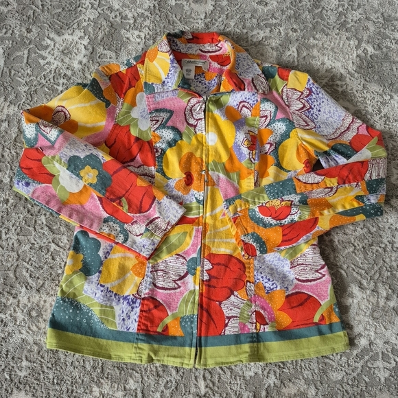 Coldwater Creek Women's Floral Zip-Front Structured Jacket Size Small - Picture 2 of 5